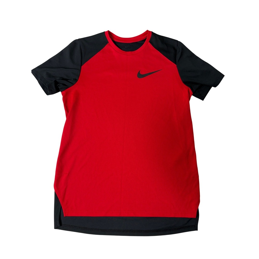 Nike Dri-FIT Mensβ Large Red Black Colorblock Training Shirt Short Sleeve